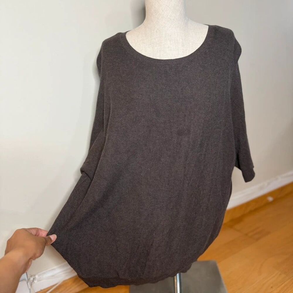 Quince Lightweight Cotton Cashmere Link-Stitch Dolman Sweater Mocha Heather M